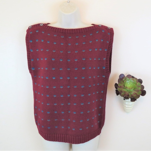 The Collector Sweaters - Vintage 80's Plum Knit Sleeveless Sweater M